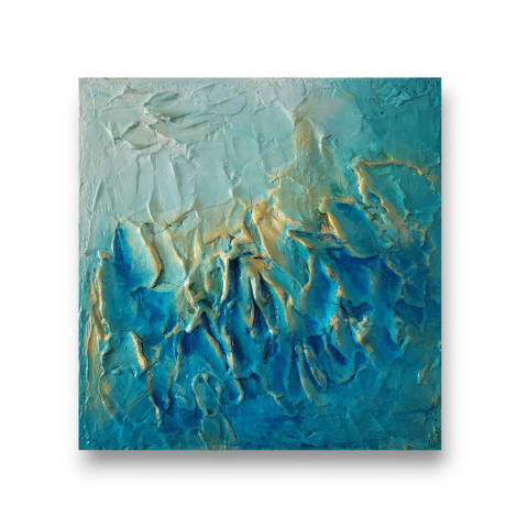 Obraz abstrakcyjny strukturalny ze spękaniami 30x30 cm "Oceaniczny szept" Obraz abstrakcyjny strukturalny ze spękaniami 30x30 cm "Oceaniczny szept"